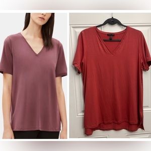 Eileen Fisher Tencel Jersey V-Neck Women T shirt Size M/M